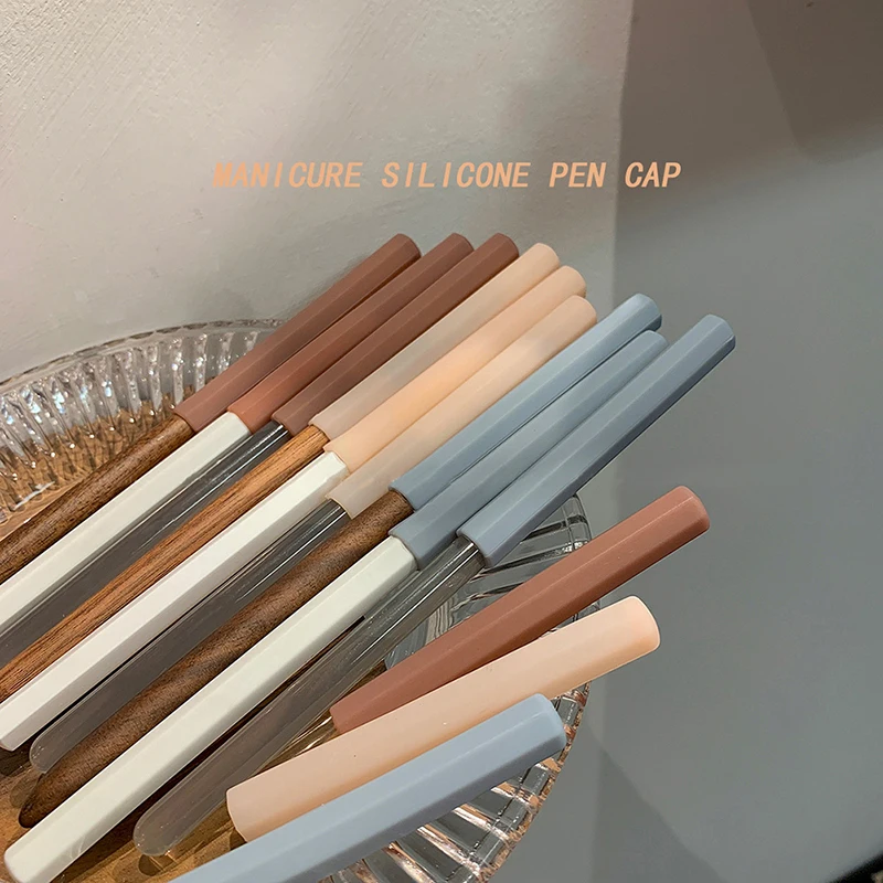 3Pcs Nail Art Pen Caps Silicone Sealed Matte Nail Brushes Covers Light-Proof Pen Caps Dust Proof Storage