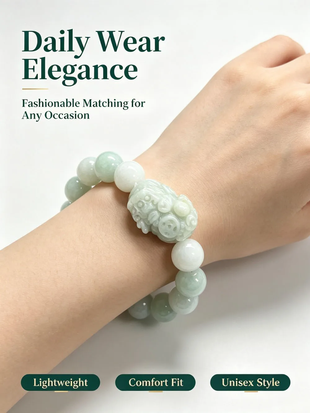 Fengshui Bracelet Natural Green Real Jade Bracelets for Women Attract Lucky Wealthy Bracelet Unisex Protection Jewelry for Women