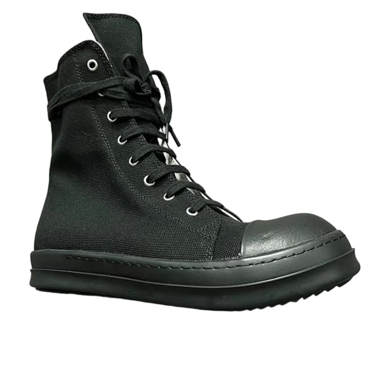 

Ro Luxury Full Black Canvas High Top Shoe Classic Design Shoes Men Sneaker Boot Zipper Women Ankle Boots Casual Sneakers