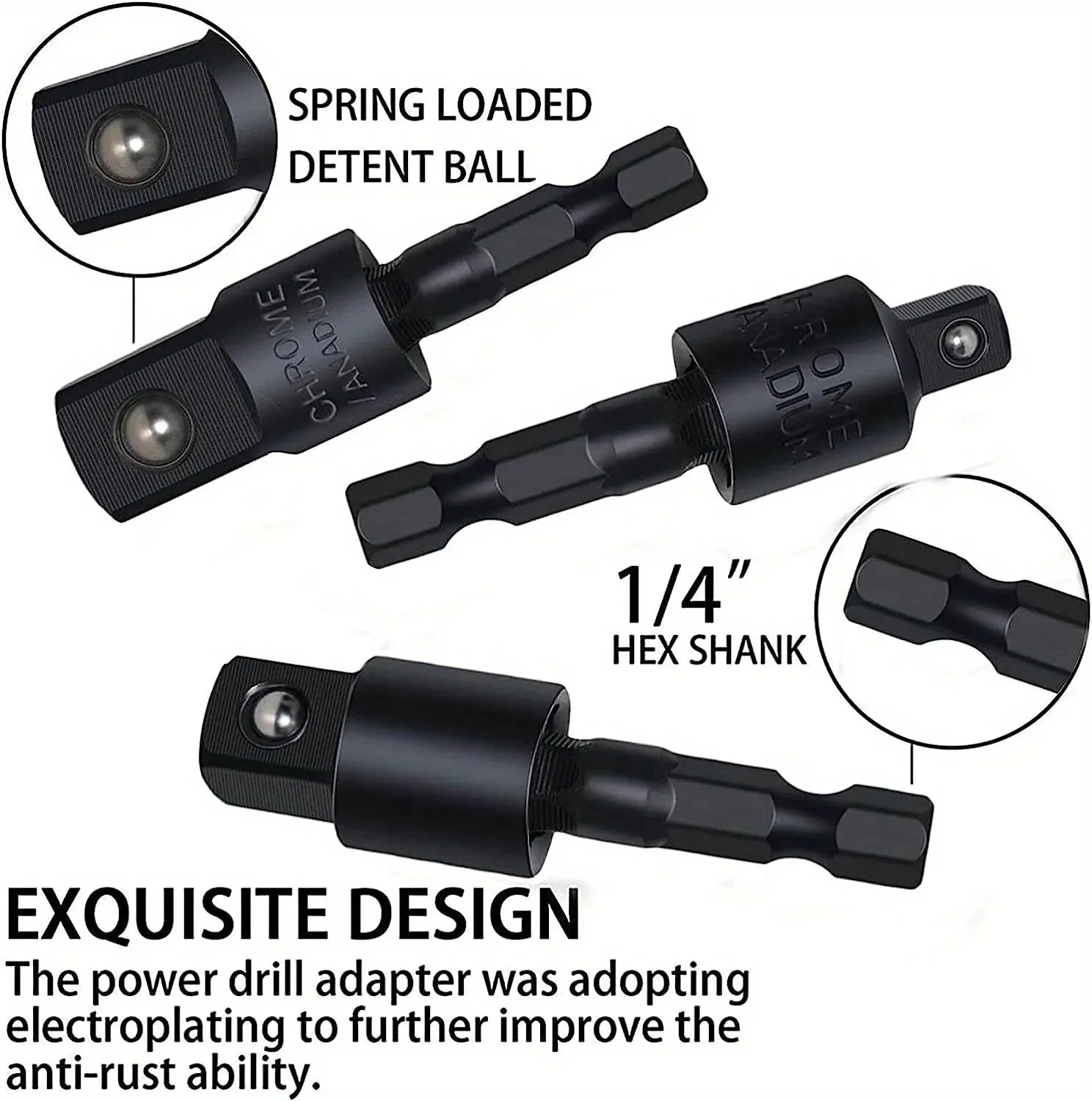 360°electric Drill Air Screwdriver Sleeve Universal Adapter Hexagonal Handle to Square Head Rotary Adapter Connect Rod Tool 3pcs