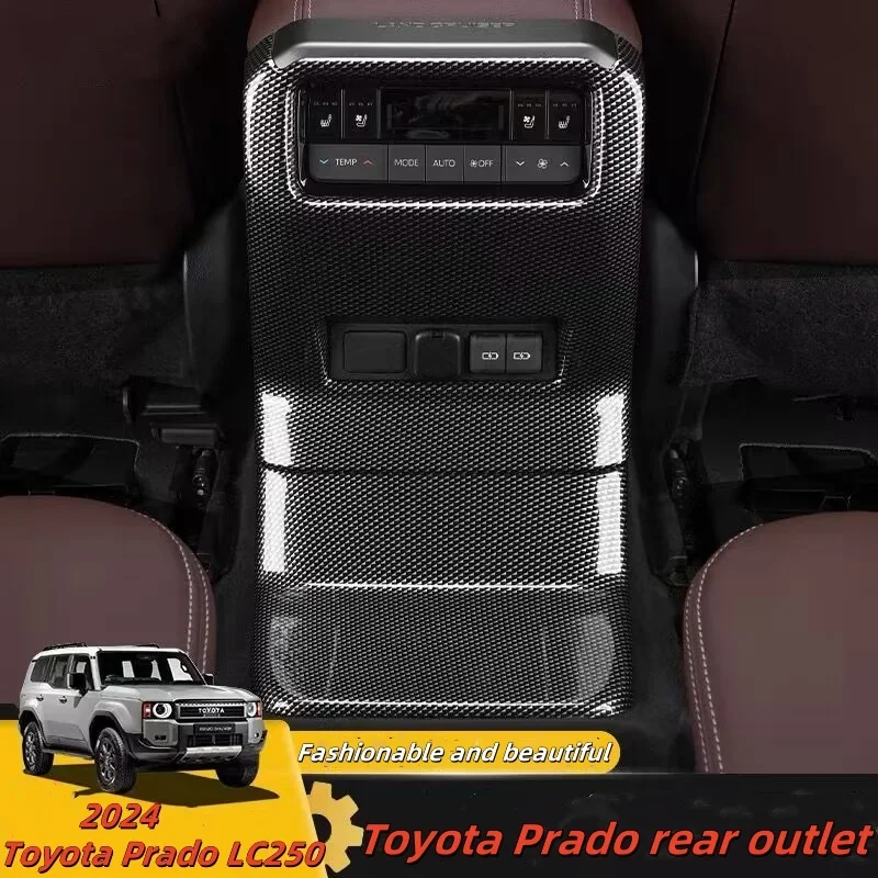 IOSN Car Accessories For Toyota Prado LC250 2024 ABS Carbon Fiber Style Interior Rear Air Vent Outlet Cover Trim 1pcs 2