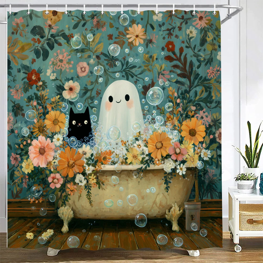 Christmas Shower Curtain Cartoon Snowman Santa Claus Shower Curtain Xmas Christmas Printed fabric Decorations Bathroom Curtain