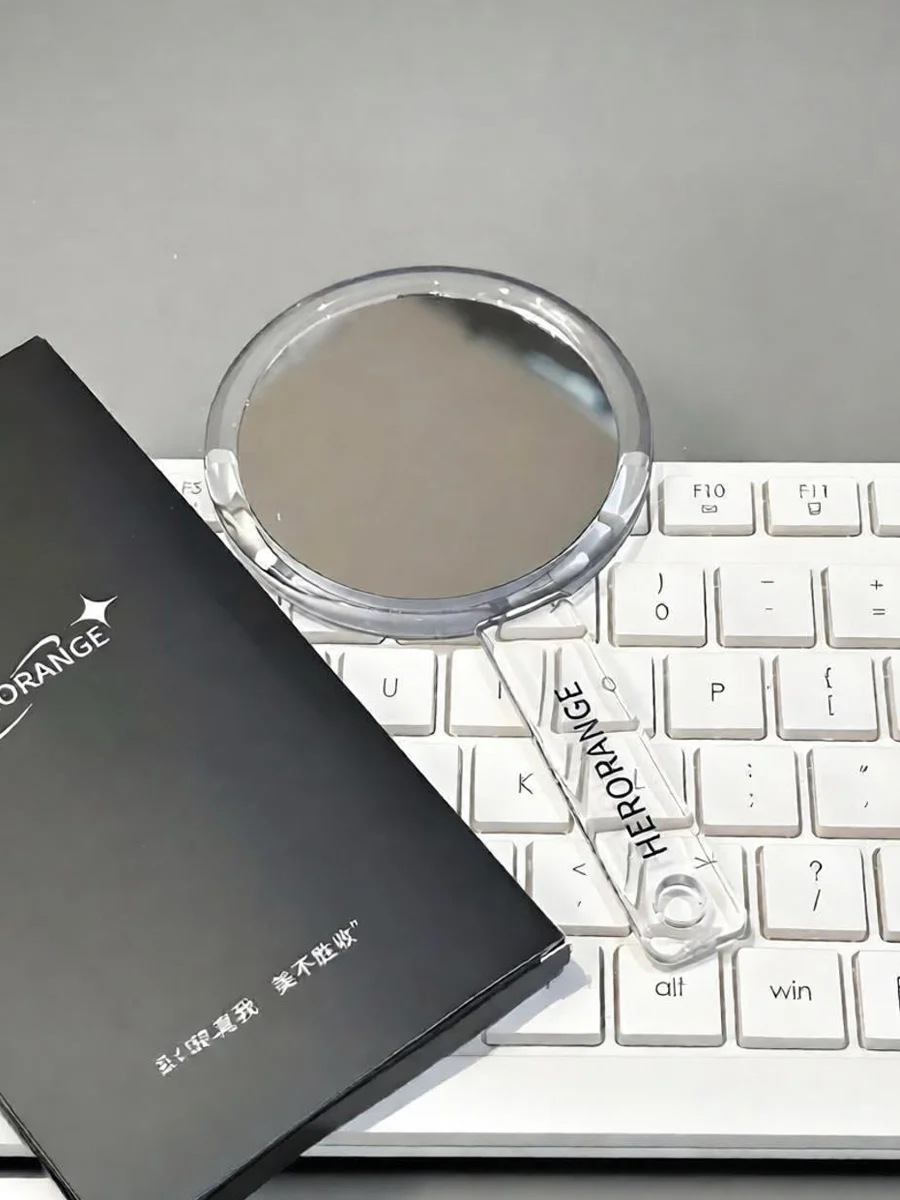 Compact High Definition Portable Makeup Mirror Transparent Handle Small Handheld Cosmetic Vanity Mirror for On-the-Go Beauty Pur