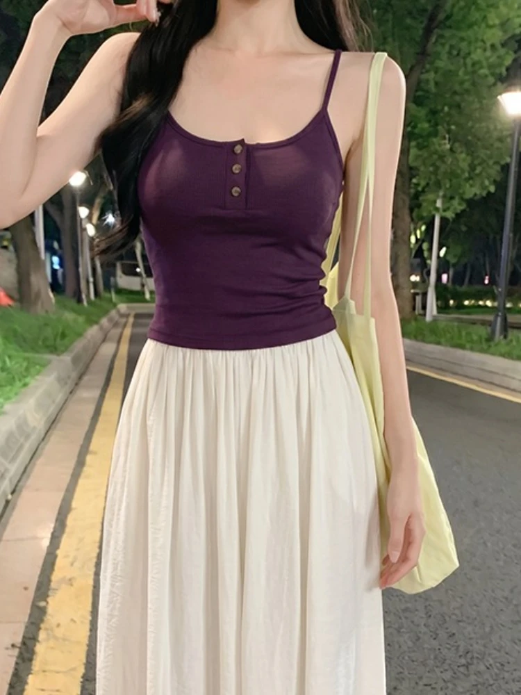Korean Sexy Crop Top 2026 U Neck Summer Women Cami Sexy Y2K Figure Flattering Back Cutout Sleeveless Layering Outer Tank Top view 5