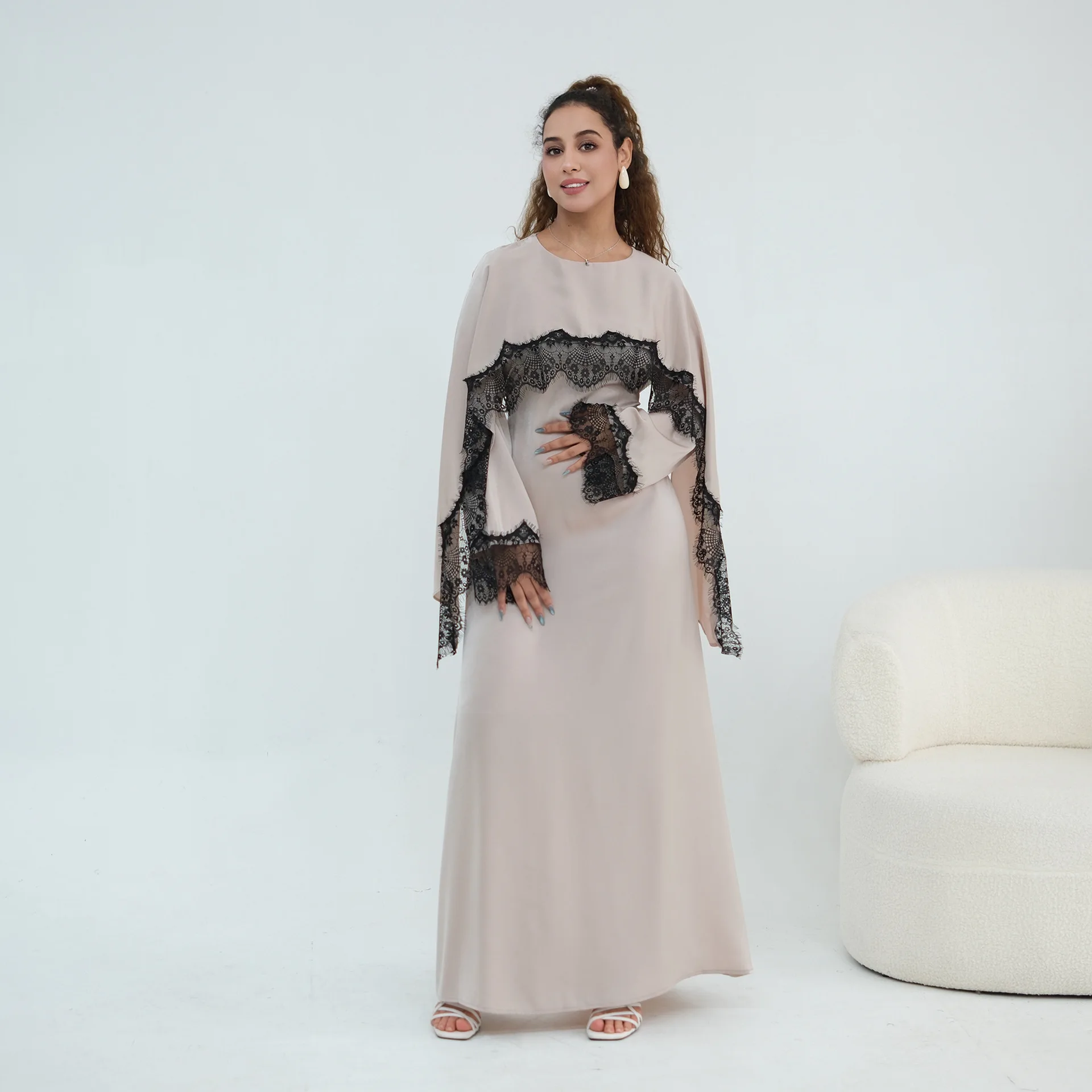 Lace Dress Women Eid Dubai Abaya Party Long Dresses Jalabiya Muslim Ramadan Morocco Abayas Kaftan Islam Vestidos Maxi Gown 3
