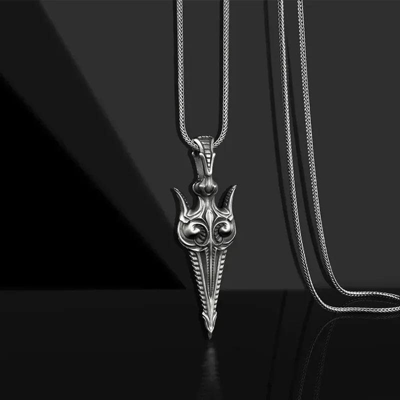 Nordic Mythology Men's Necklace Odin's Spear Pendant Cross-Border Amazon Best Seller Punk Style Hip Hop Jewelry