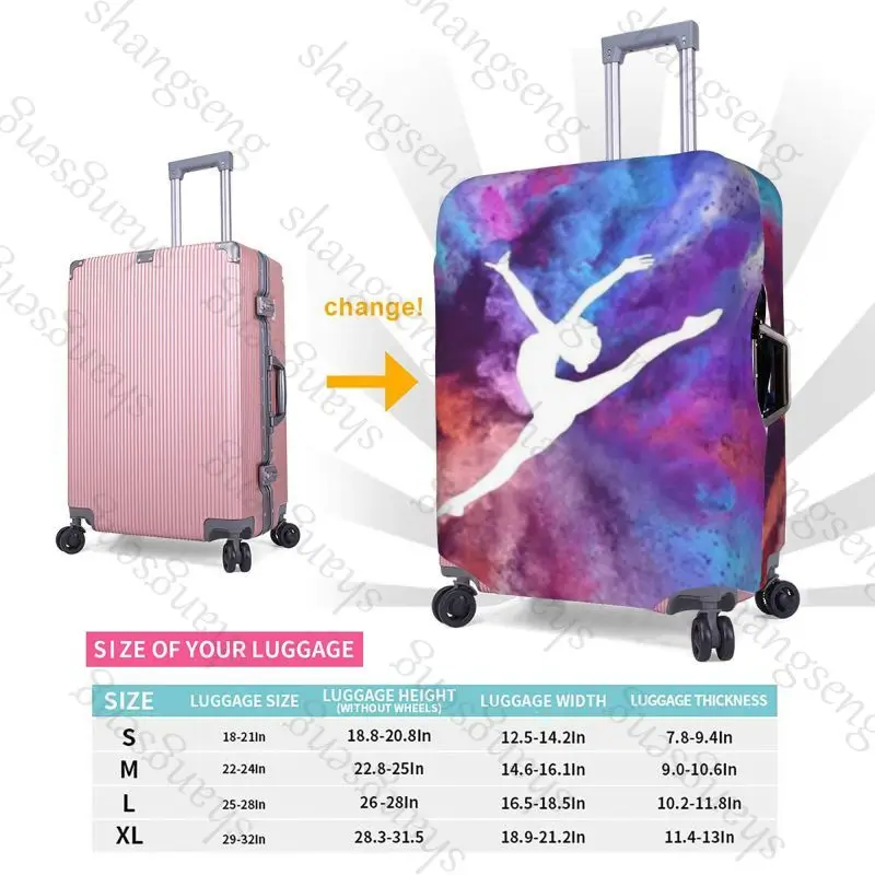 Elegant Gymnastics Art Travel suitcase protective case, suitcase cover, elastic protection, washable Luggage cover, 18-32 in