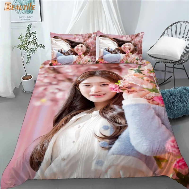 Hot KPOP IVE Leeseo 1 Duvet Cover 2 Pillowcases Polyester Fabric Bedding Set Family Boy Kid Set Duvet Cover Set 0505