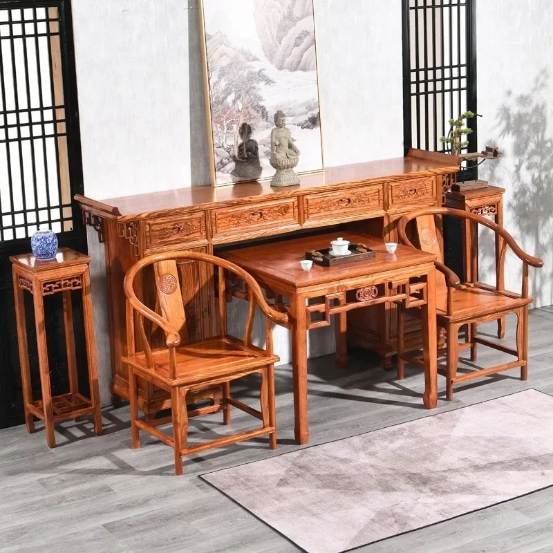 Solid wood bar case offering table Buddhist platform household rural central hall offering table Economic entrance table