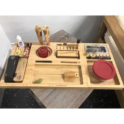 Bamboo Wooden Magnet Rolling Trays Foldable Multipurpose Storage Plate Rolling Joint Paper Tray Tool