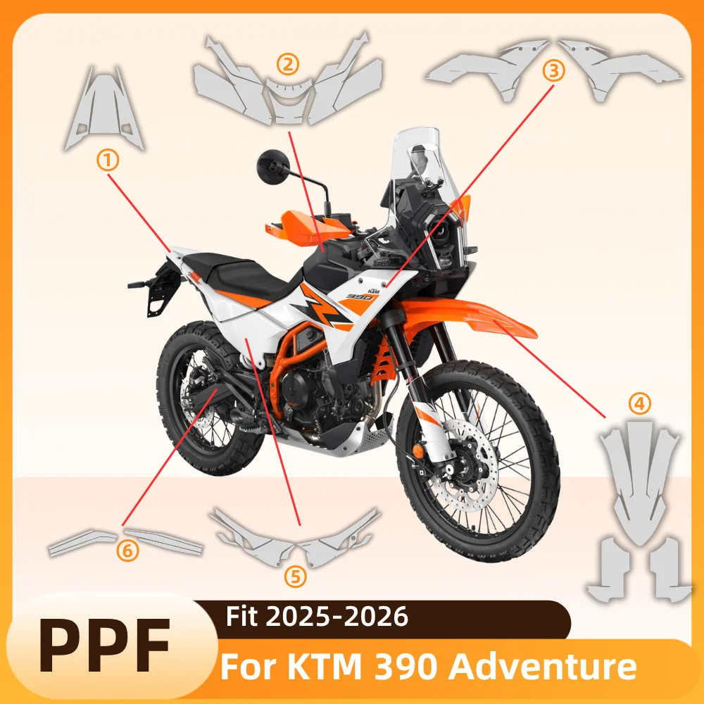 

TPU PPF For KTM 390 Adventure 2025 2026 Motorcycle Paint Protection Film Tank Fender Body Clear Self-Healing Scratch Resistant