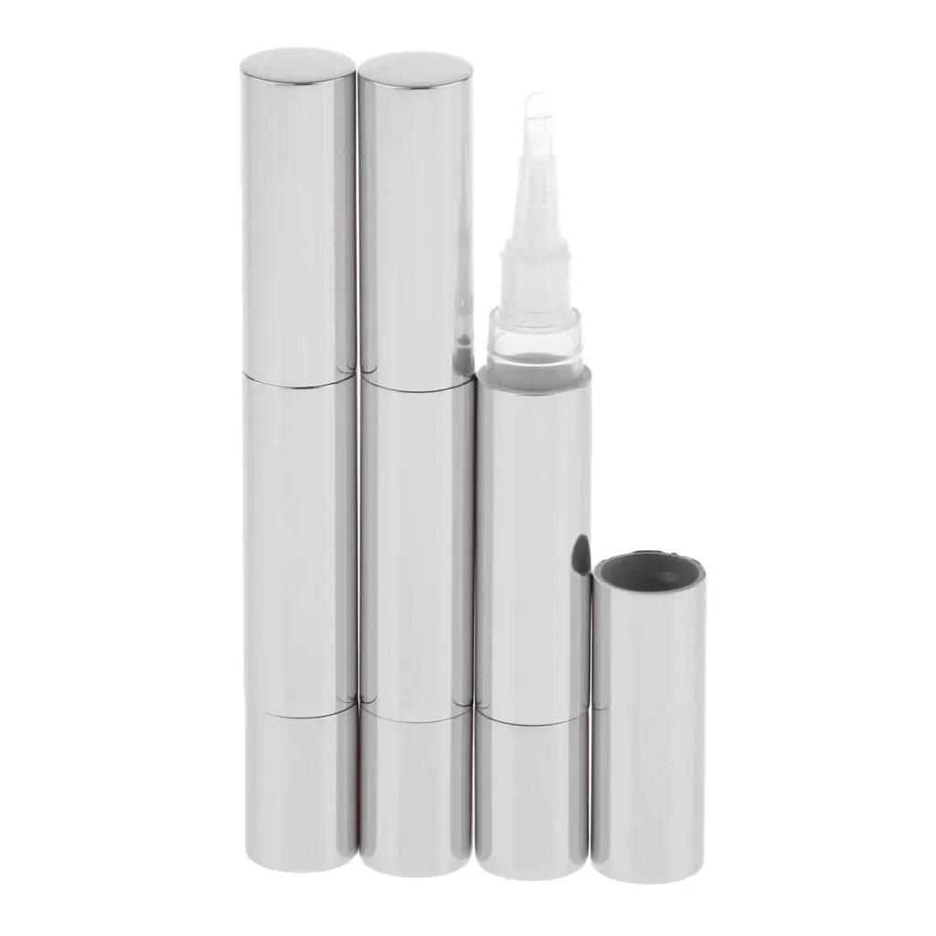 3 Pieces 5ml Empty Twist Pen Cosmetic Tubes Container Lip Gloss Refillable Vials Gold/ Silver/ Clear