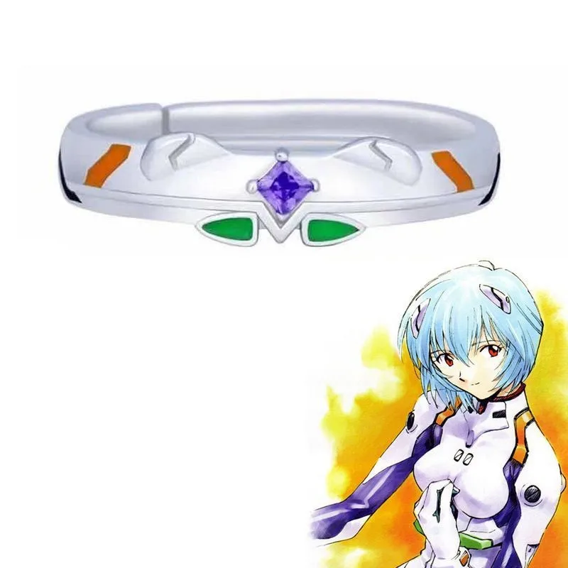 2024 New Anime NEON GENESIS EVANGELION EVA Ayanami Rei Asuka figure Open Couple ring Male and Female ring Cosplay props Gifts