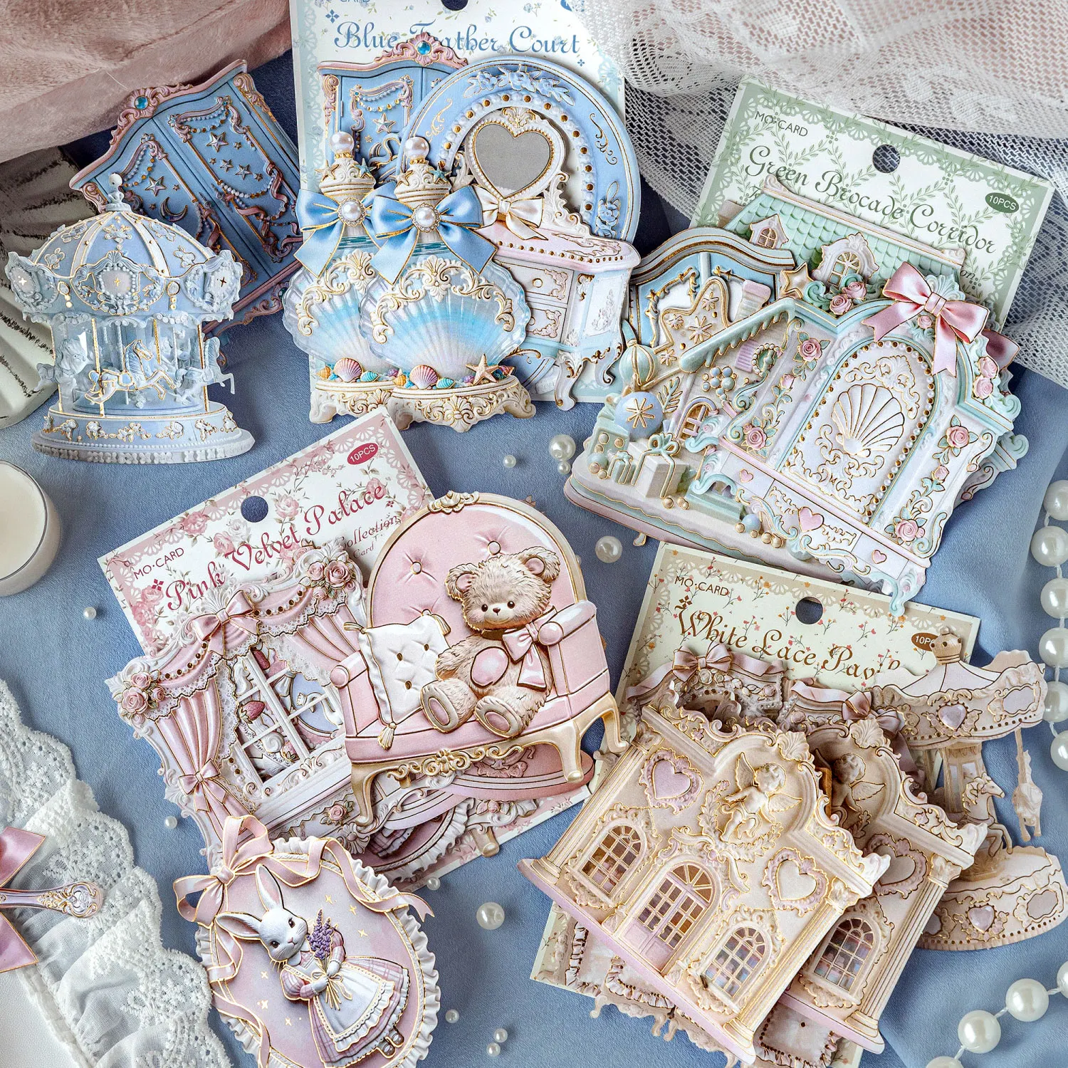 10pcs Rococo Flower Letter Series Kawaii European Style Hot Stamping Relief Stickers DIY Diary Scrapbook Stationery Stickers