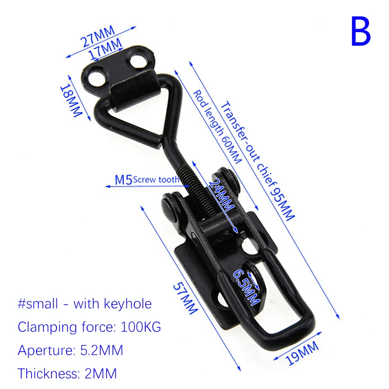 1PC Toggle Latch Catch Toggle Clamp Adjustable Cabinet Boxes Lever Handle Lock Hasp For Home Sliding Door Furniture Hardware