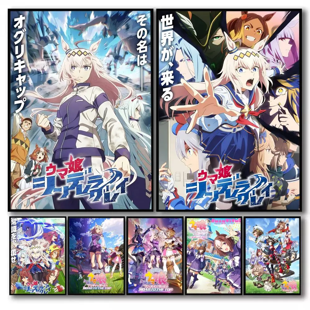 Pretty D-DerbyUma Musume Pretty Derby Poster Stickers Self-Adhesive Painting Mural Decor Wall Decals for Bedroom Room Home Gift