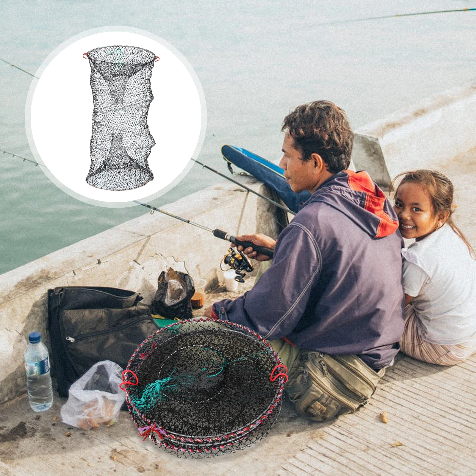 

Crab Fishing Net Folding Trap Shrimp Nets Basket Lobster Cage Portable Traps Foldable