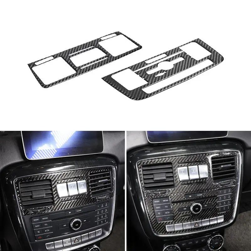 LHD سيارة مركزي تنفيس الهواء منفذ غطاء إطاري الكسوة لينة ألياف الكربون الداخلية اكسسوارات لمرسيدس بنز G الفئة W463 2013-2018 #2