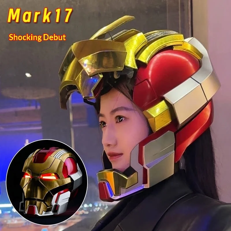 Iron Man Mark 17 Helmet Voice Control Electric Automatic Open Close Wearable Light Up Display Collectible Figure Model For