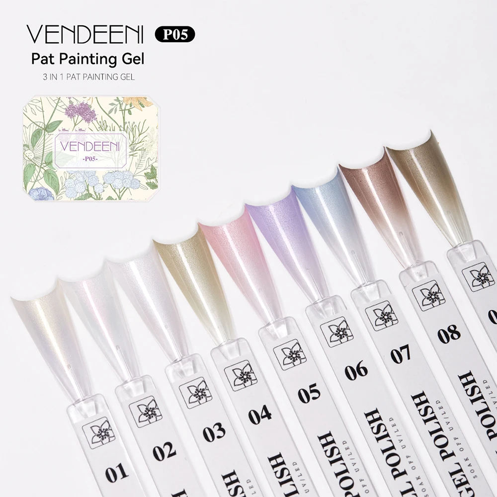 Vendeeni 9 Farben Patting Painting Gel Nagellack UV LED Soak Off Gel Lack Gradient Pat Gel Palette Blooming Transfer Design – Detail 17