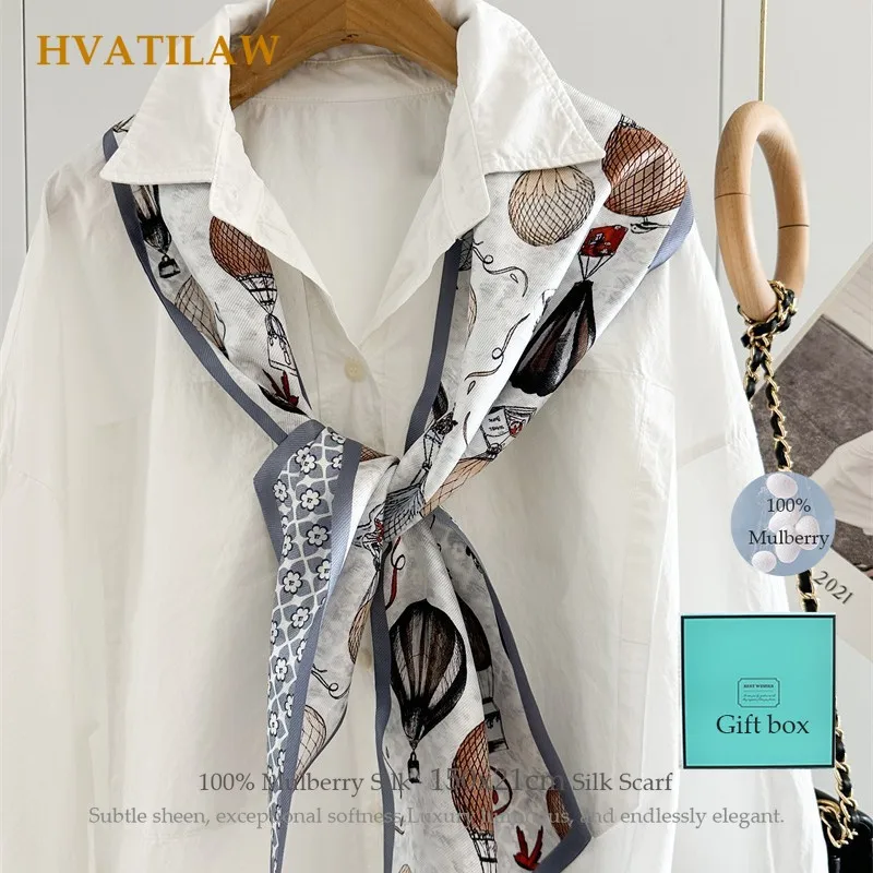 

100% Mulberry Silk Scarf 150x21cm Long Head Scarf for Women Luxury Pure Silk Chiffon Neck Scarf Shawl Wrap Neckerchief Gift Box