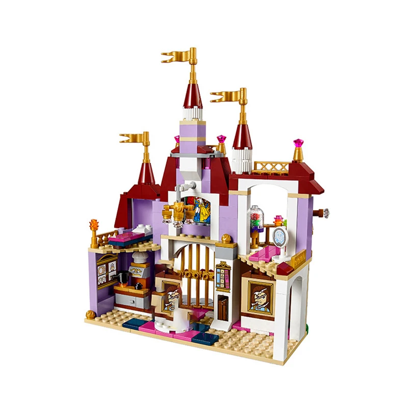 New Friends Beauty And The Beast Princess Belle\'s Enchanted Castle Building Blocks Girl Kids Model Toys