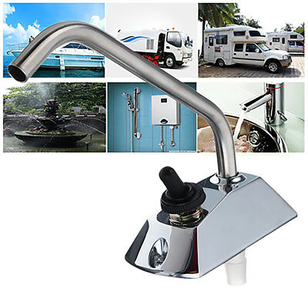 12-V Galley Electric Water Pump Tap Faucets Water Tap + Switch 36-0°rotation Single Hole Water Electric Faucet Taps For Boat