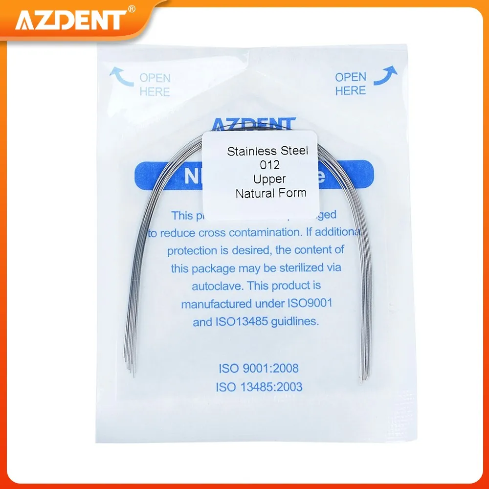 10PCS/Pack AZDENT Dental Orthodontic Stainless Steel Rectangular Round Arch Wires Natural Form Upper Lower Archwire Dentistry