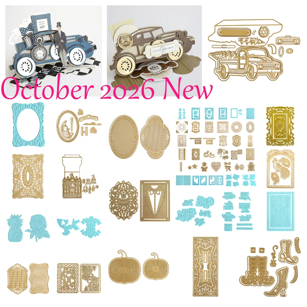 Oktober 2026 Neue Weihnachts-LKW-Ständer-Stanzformen, Metall-Stanzformen, Heißfolienprägung für DIY-Scrapbooking, Dekoration, Grußkarten, handgefertigt