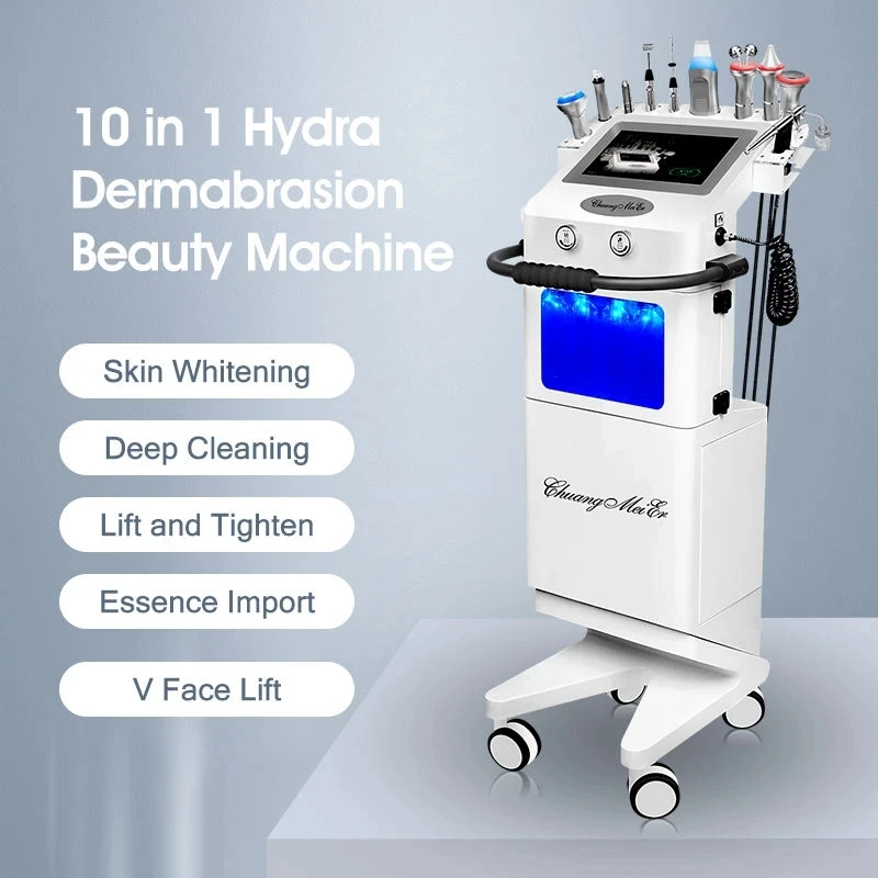 

10 IN 1 Dermabrasion Aqua Peeling Facial Water Oxygen Beauty Machine EMS RF Ultrasonic Vacuum Deep Cleaning Instrument