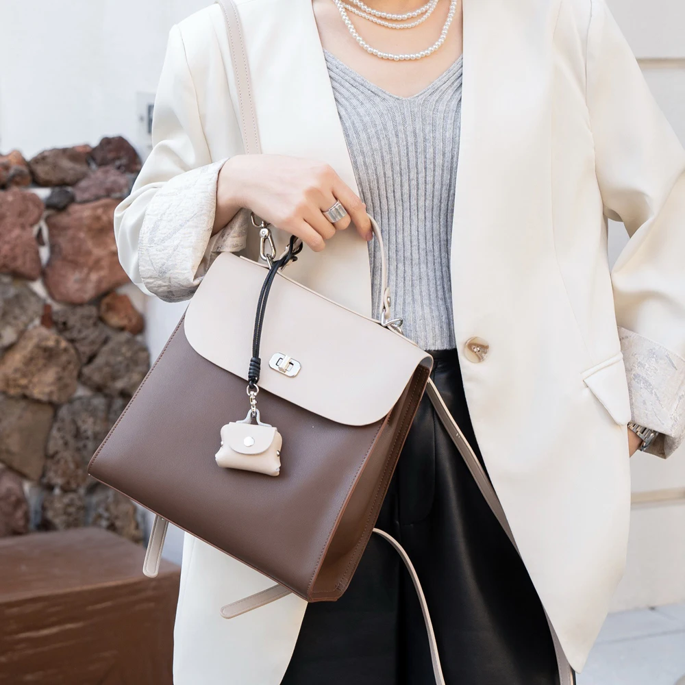 

Women's New 2025 Spring & Summer Backpack - Lightweight Genuine Leather with Tassels, Dual-purpose for Travel