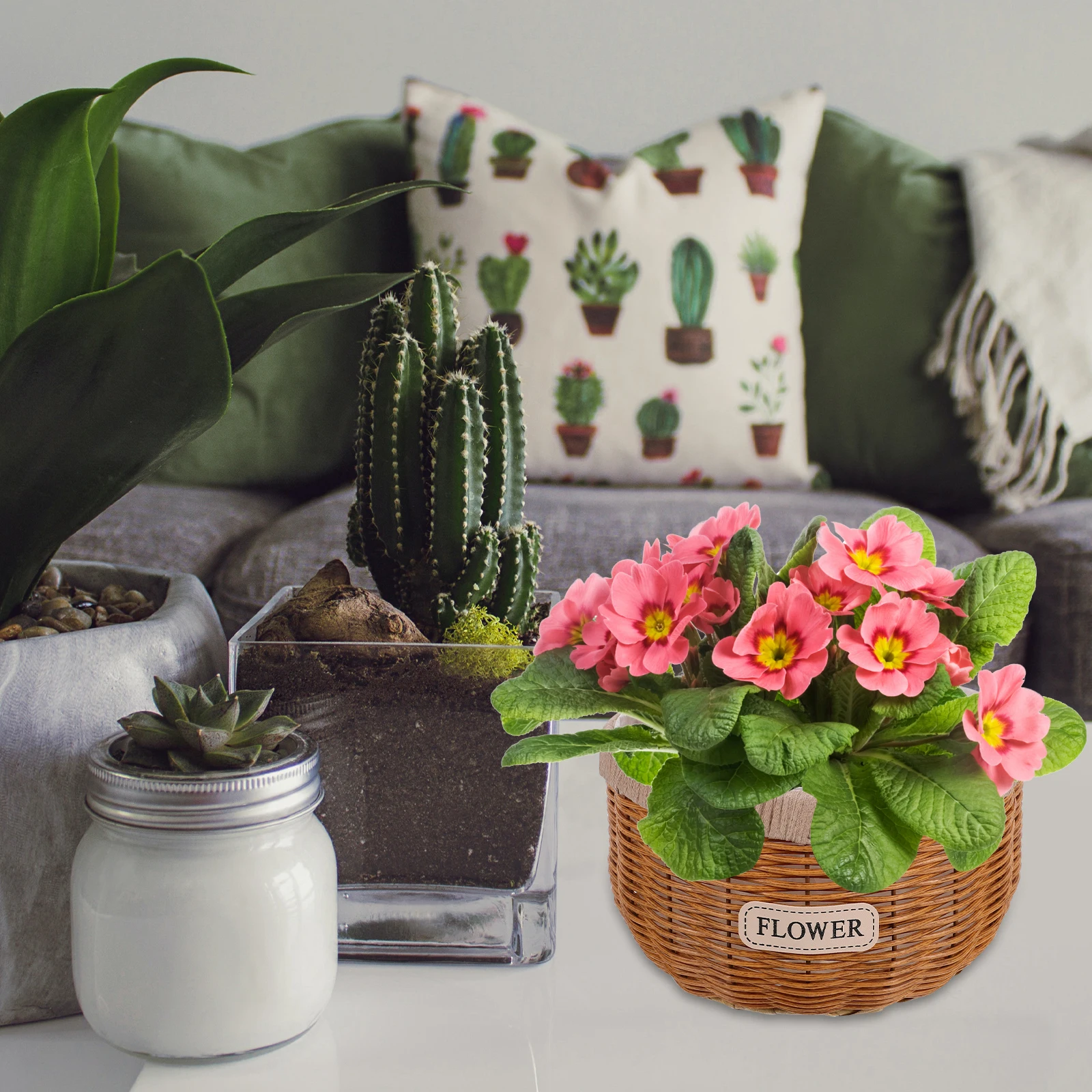 

1pc Large Woven Plant Basket For Indoor Outdoor Plants Flower Pot Storage Holder Artificial Rattan Planter Home Decor