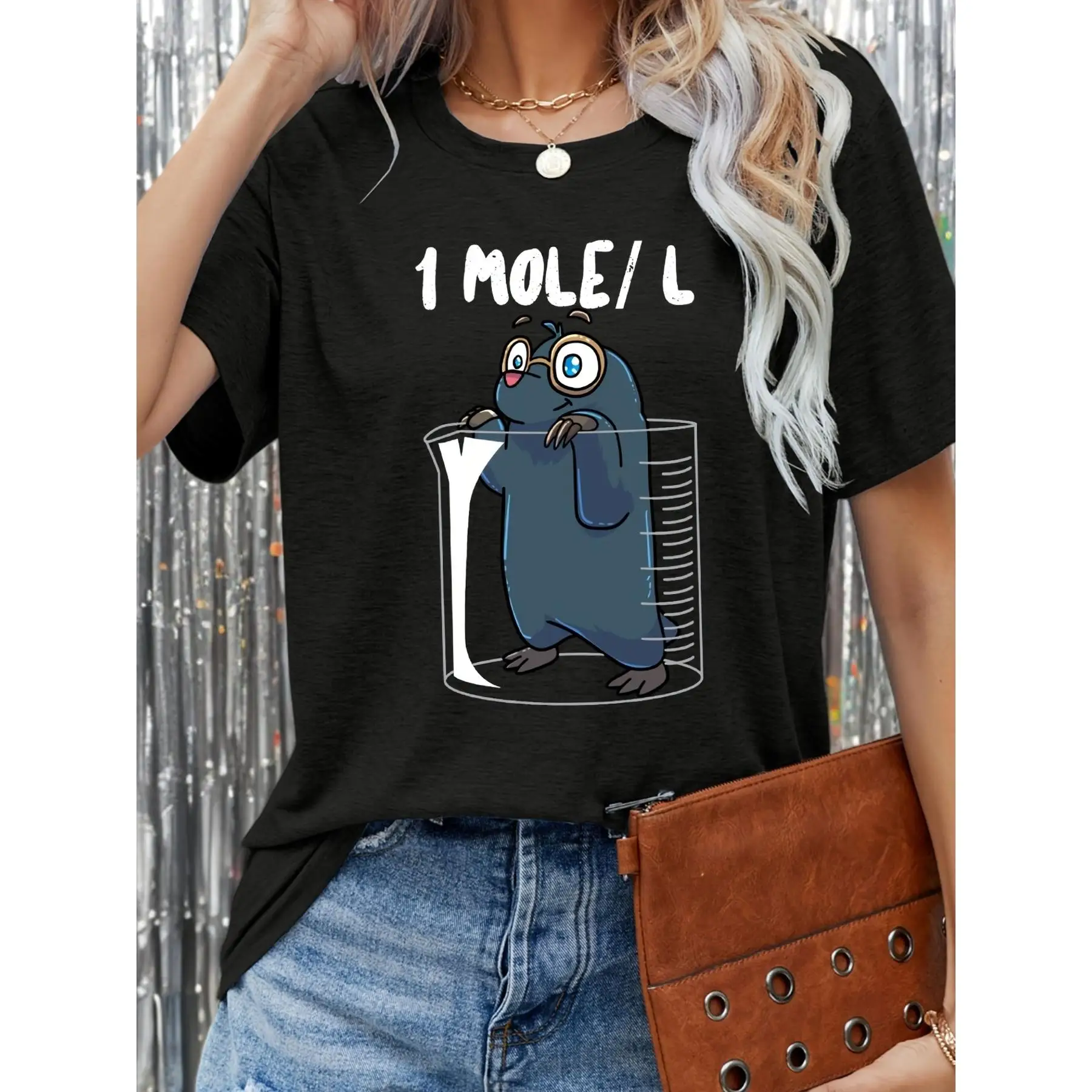 

Funny Chemistry Pun T-Shirt Unisex 1 Mole/L Science Graphic Tee for Nerds, Students or Birthday Gift Idea