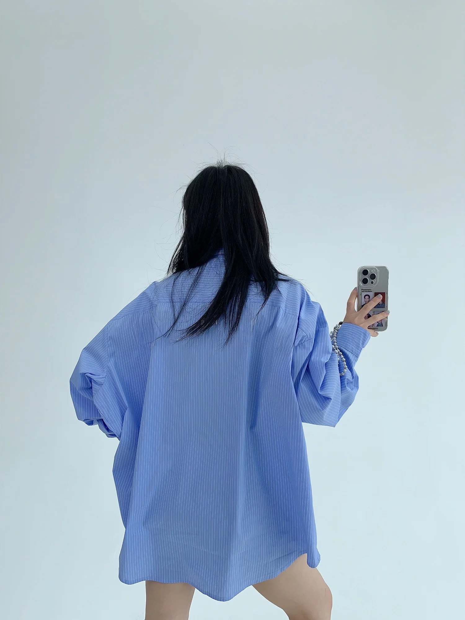 

Loose Women's Long Sve irt Autumn Simple Sle Cotton Striped Outerwear Boyfriend Sle Oisis Brand Casual Faion