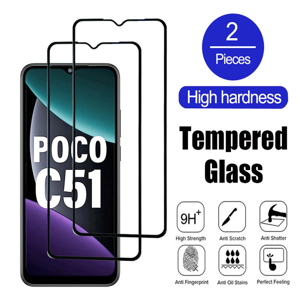 2Pcs Clear Tempered Glass For Xiaomi Mi POCO C50 C51 C55 C65 F3 F4 F5 GT Pro Screen Protector Protective Transparent glass Film