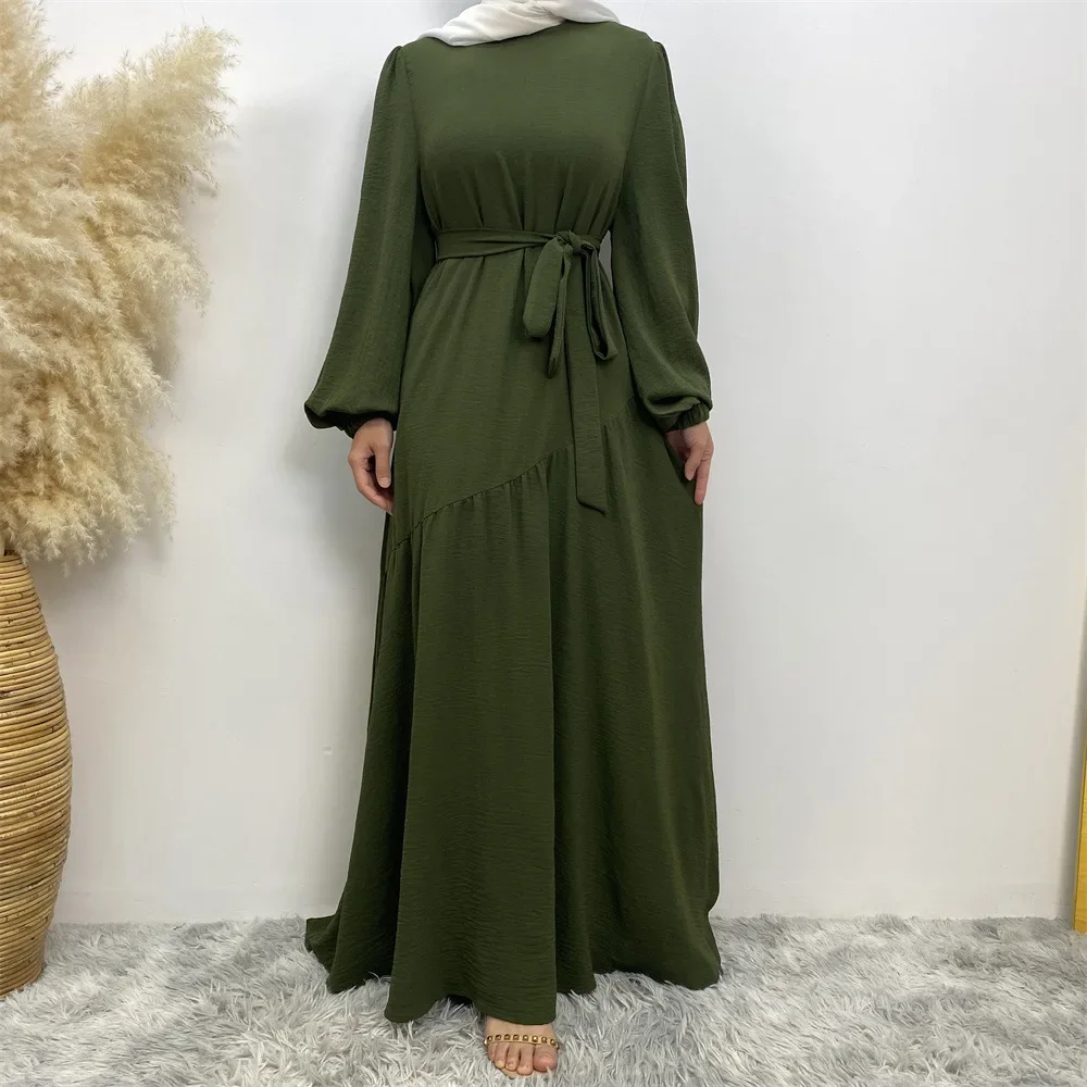 2025 Solido Eid Vestito Delle Donne Abaya Dubai Arabo Musulmano Moda Abiti Lunghi Ramadan Mubarak Hijab Robe Islam Abbigliamento Caftano Abaya