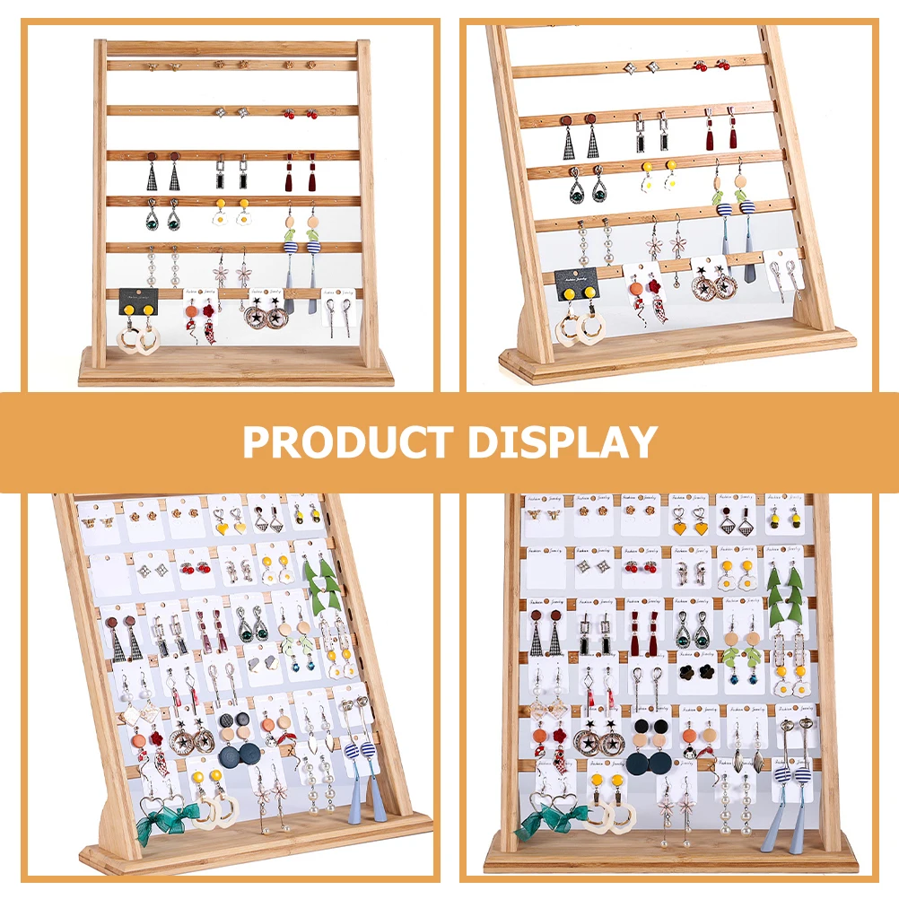 Earring Storage Rack Cards ganizer Jewelry Holder Display St Desktop Bamboo Material Smooth Prime Quality Creative Shape
