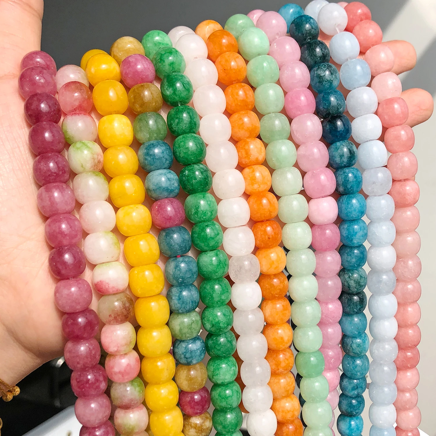 9,5x8mm Fassform Naturstein Apatit Aquamarin Quarz Spacer Perlen für Schmuck herstellung DIY liefert Armbänder Zubehör