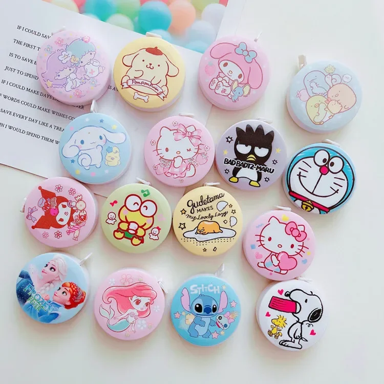 Kawaii Portable tape measure soft ruler Kitty Cinnamoroll Kuromi My Melody Cute Cartoon Character Sanrio Anime Toys for Girls