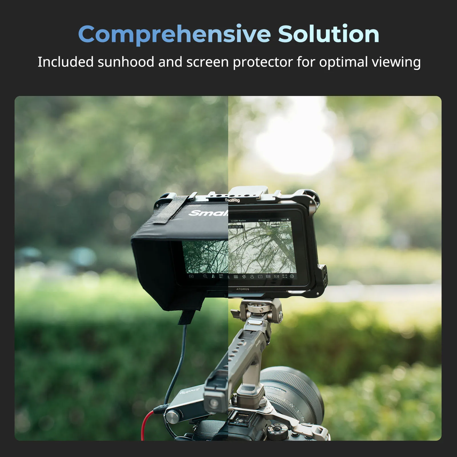 SmallRig モニターケージキット ATOMOS Shinobi II 用、サンフードと