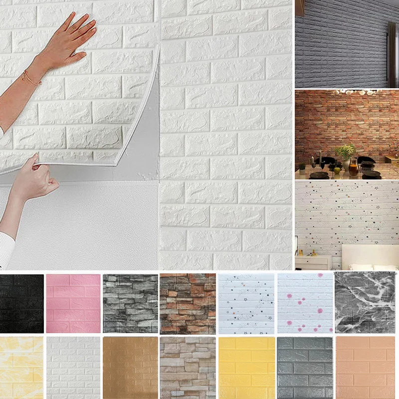 Classic Waterproof moisture-proof mould proof Wall Stickers Self-adhesive Wallpaper Brick Pattern Room Decor PVC Modern home