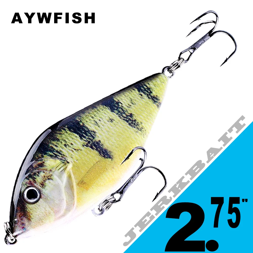 AYWFISH Jerk Sinking Fishing Jerkbait Baby Predator Slider Lures VIB Hard Crankbait Wobbler 7CM 14.5G Pike Musky Killer Tackle
