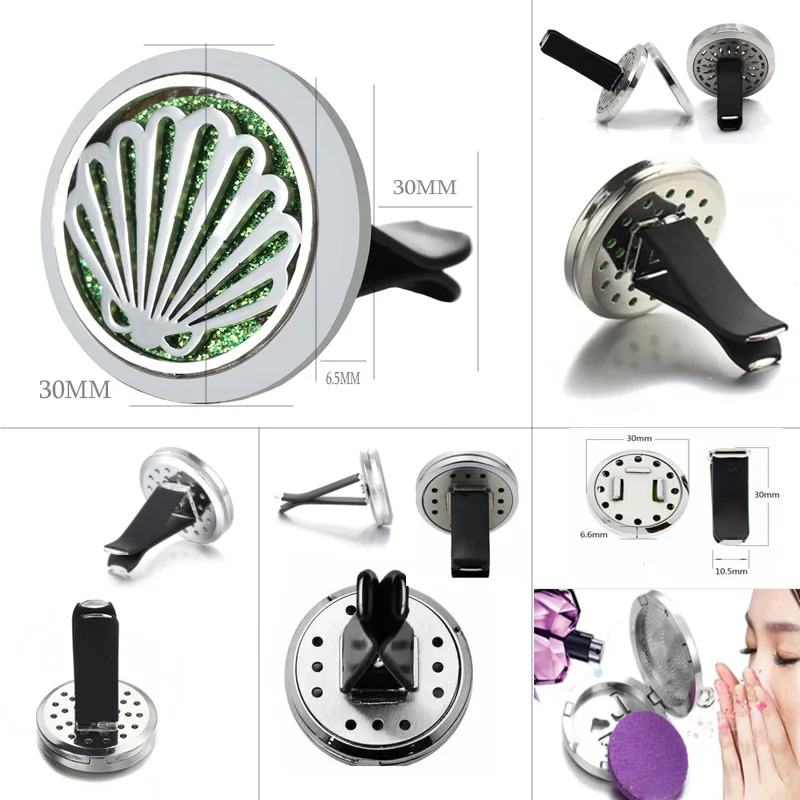 Refillable Car Air Freshener Smell Perfume Diffuser Clip Auto Vent Essential Oil Stainless Steel Locket Interior Accessories
