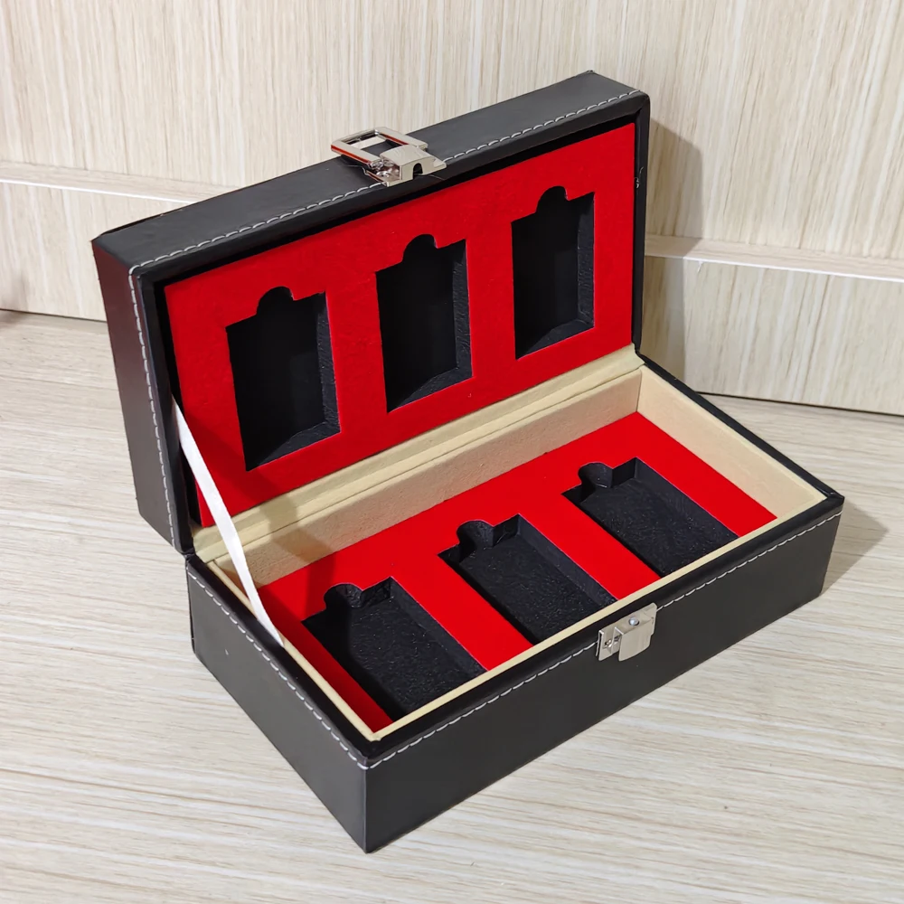Caja de exhibición de almacenamiento de encendedor Retro de dos capas y 6 rejillas para encendedores Zippo Zorro, caja de colección de cuero negro, dispositivo de regalo para fumar