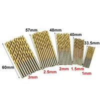 50Pcs 1.0-3.0mm Titanium Coated Twist Drill Bit High Quality HSS Drill Bits Hex Shank Gun Drill Bit For Wood/Metal Hole Cutter