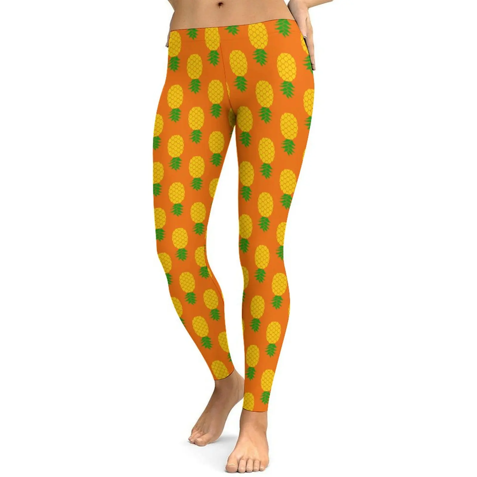 Women's Yoga Pants Upside-down Pineapple Print Essential High Waisted Legging for Workout