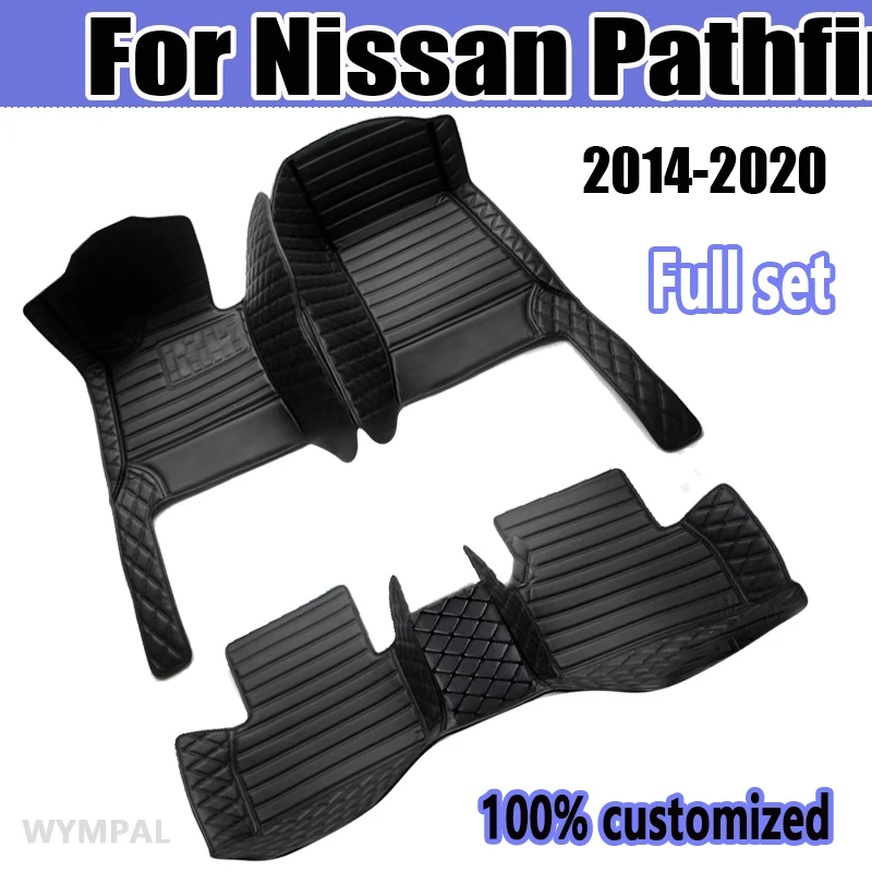 Car Floor Mats For Nissan Pathfinder R52 7seat 2014~2020 Auto Anti-dirt Pad leather Mat Rugs Pad Interior Parts Car Accessories