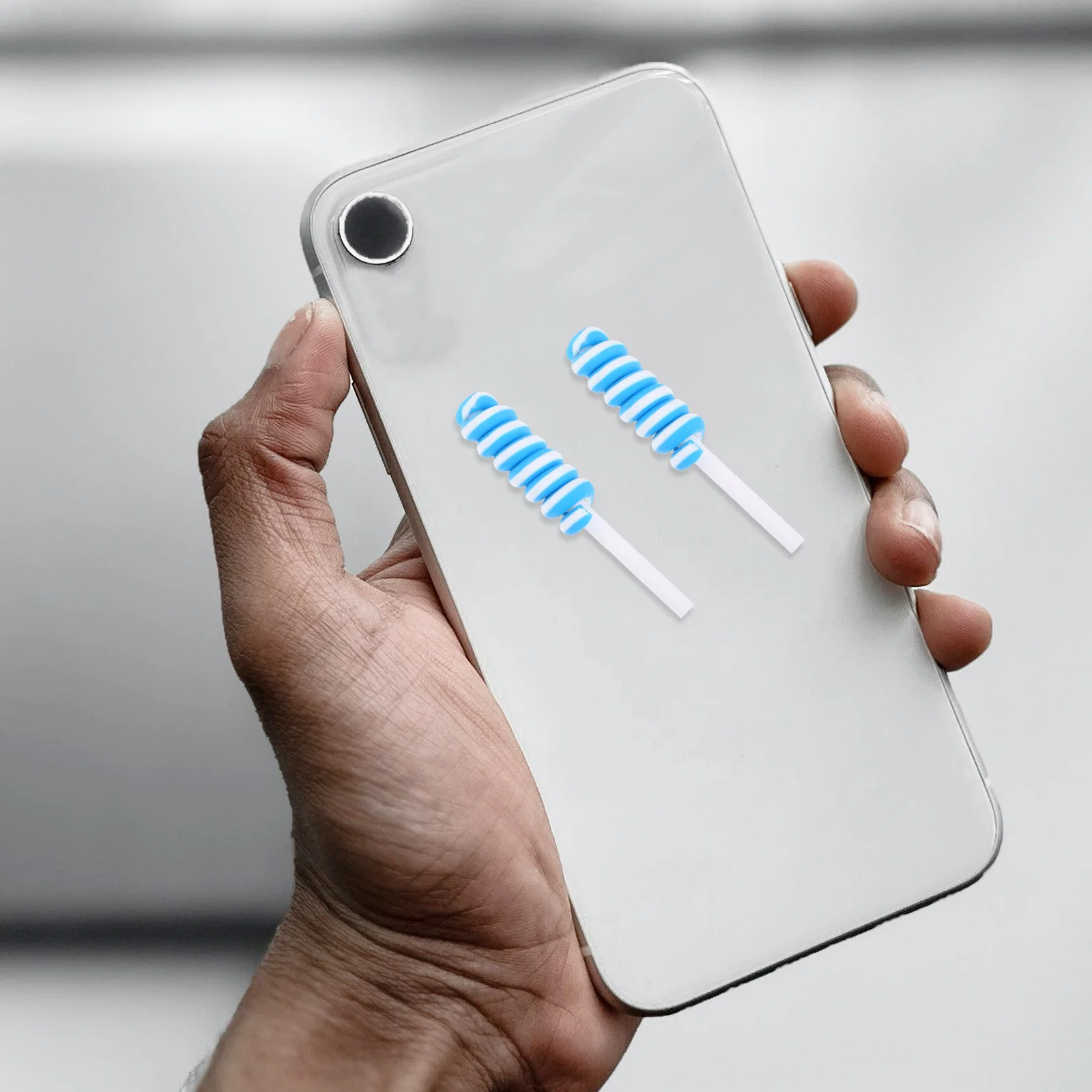 วัสดุทำเคสโทรศัพท์รูปอมยิ้ม 20 ชิ้น ใช้ตกแต่งกล่องดินสอ ทนทาน น้ำหนักเบา สีฟ้าทะเลสาบ