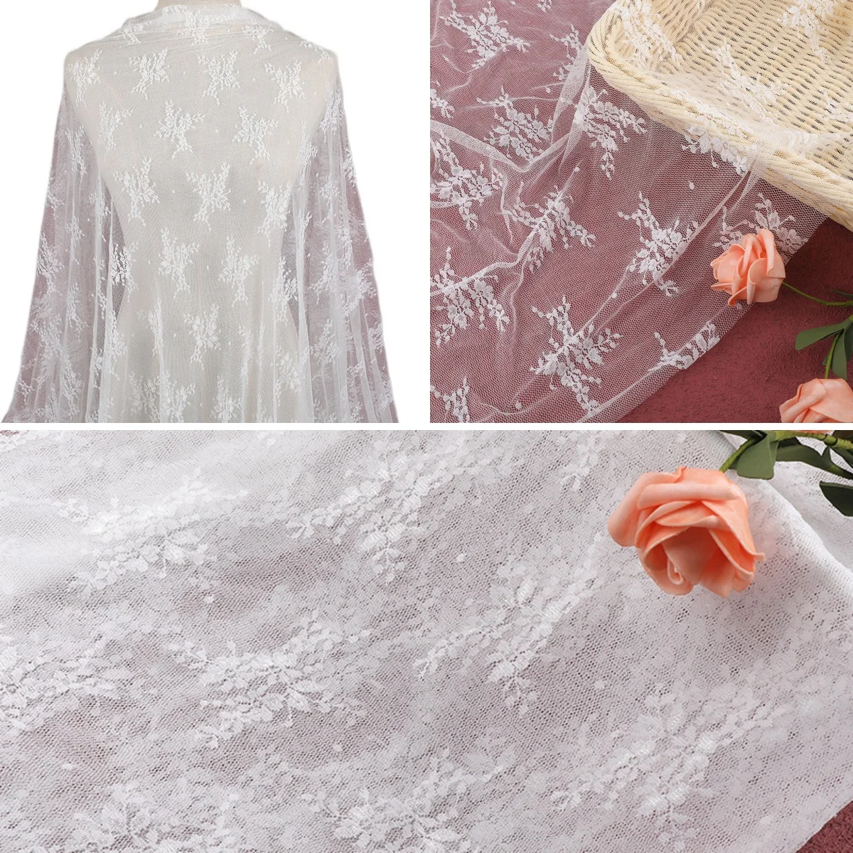 

Маленькая цветочная ветка, выдолбленная мягкая кружевная ткань, шитье свадебных платьев, модные платья, платки, декоративная ткань своими руками