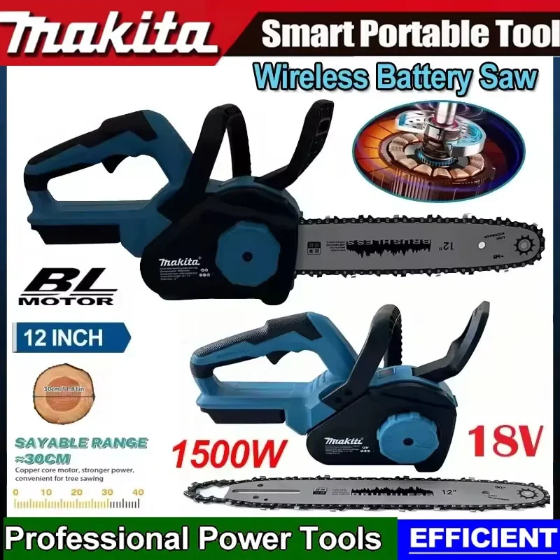 

Makita 12Inch Brushless Electric Chain Saw 1500W Cordless Pruning Woodworking Power Tool Handheld Garden Cutter For 18V